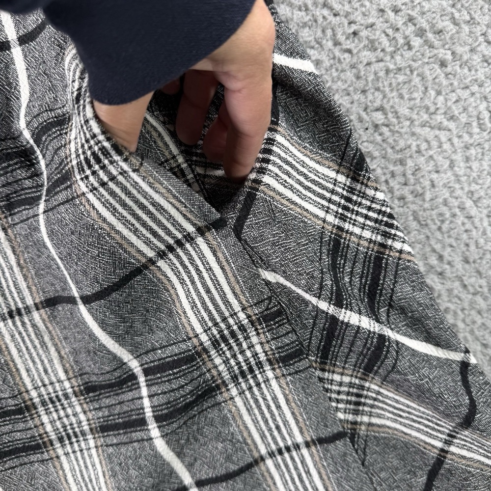 J Jill Dress Womens XS Black White‎ Plaid Roll Tab Sleeves Linen Blend Pockets - Picture 4 of 11